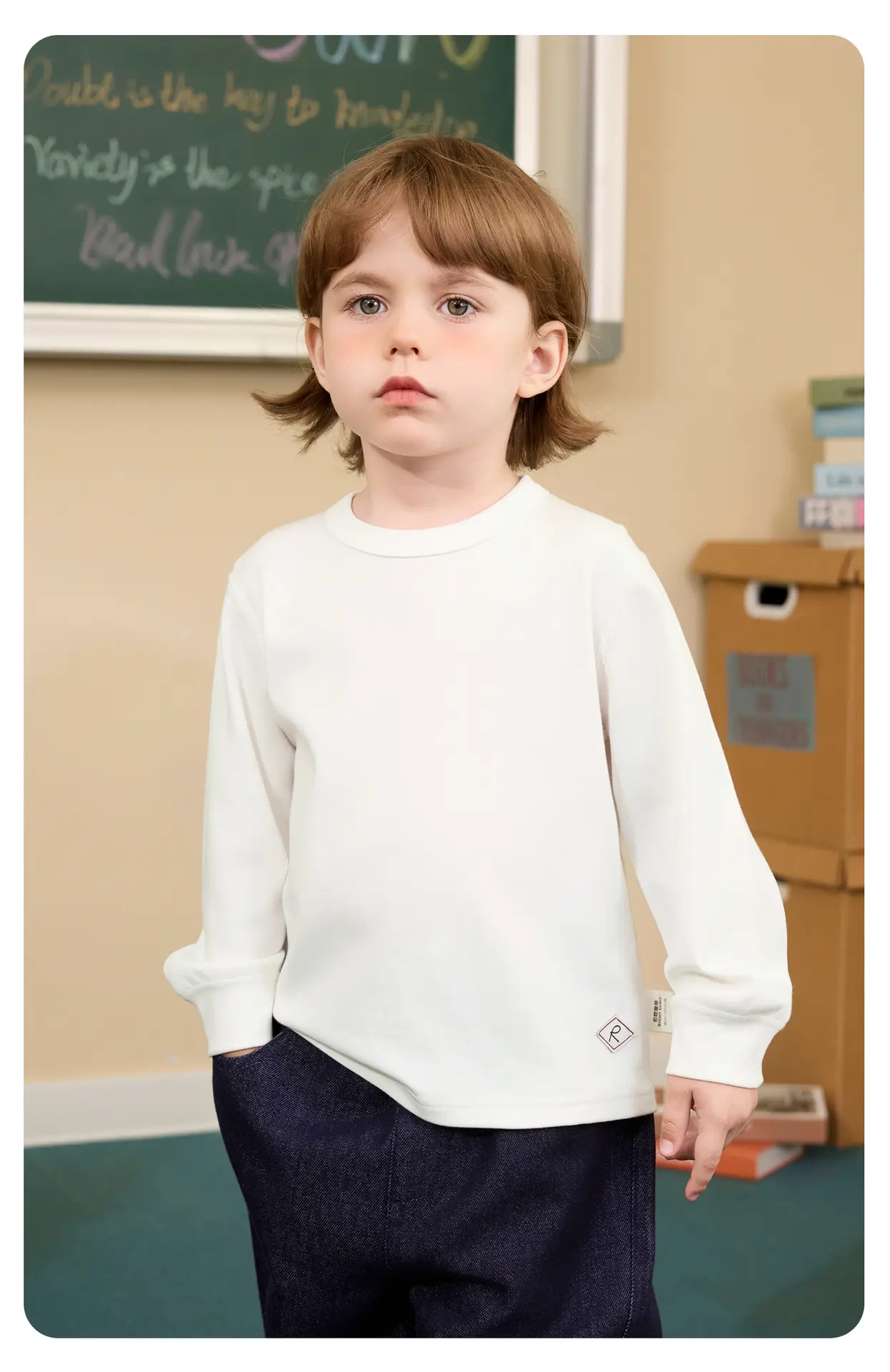 Right European Style Boys Long Sleeve T-Shirt Grey 2026 — feature 17