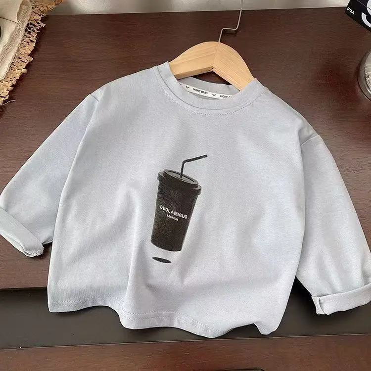 2025 Cotton Long Sleeve T-Shirt for Boys Girls White