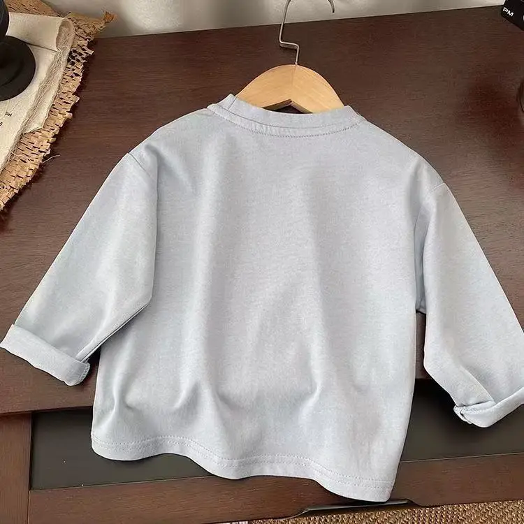 2025 Cotton Long Sleeve T-Shirt for Boys Girls White