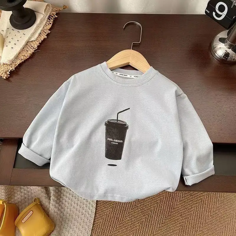 2025 Cotton Long Sleeve T-Shirt for Boys Girls White