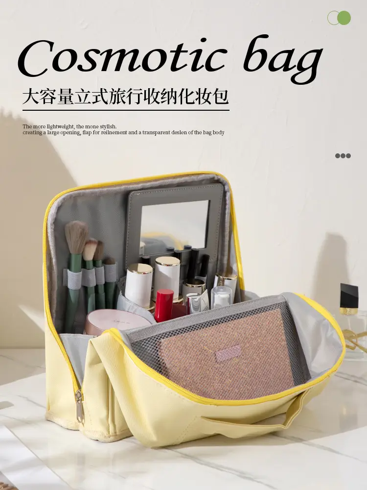 Women Travel Makeup Brush Storage Bag White 26x10cm