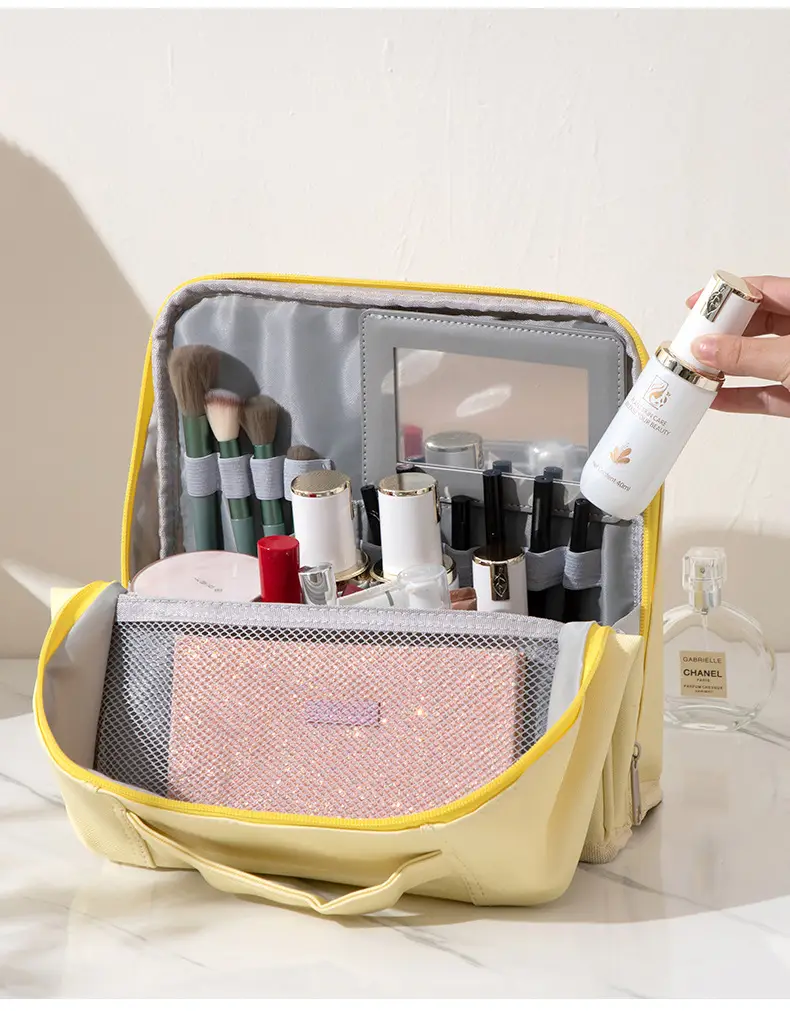 Women Travel Makeup Brush Storage Bag White 26x10cm — feature 14