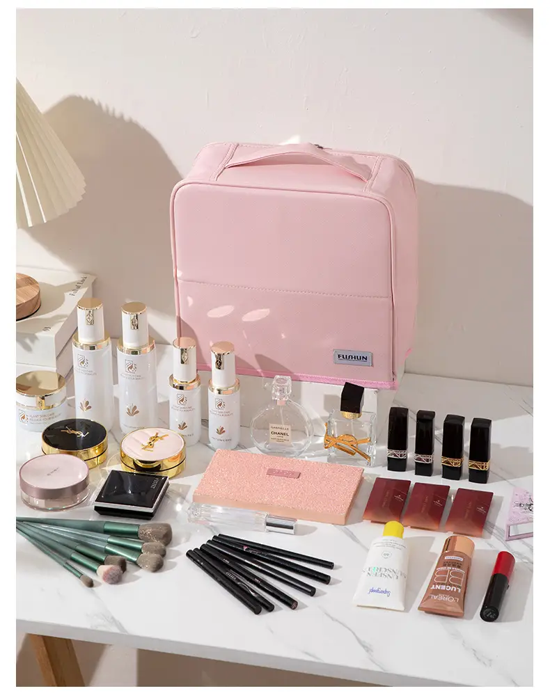 Women Travel Makeup Brush Storage Bag White 26x10cm — feature 2