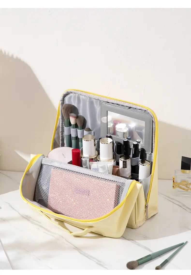 Women Travel Makeup Brush Storage Bag White 26x10cm — feature 21
