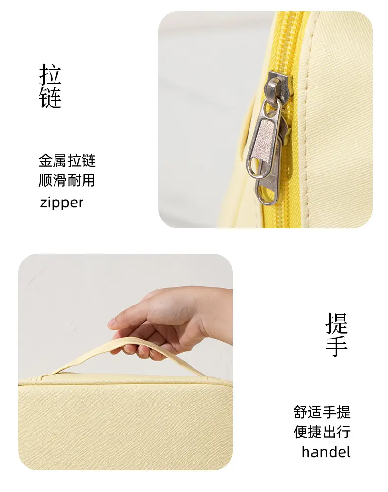 Women Travel Makeup Brush Storage Bag White 26x10cm — feature 9