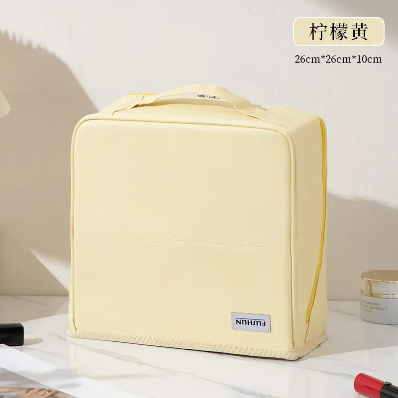 Women Travel Makeup Brush Storage Bag White 26x10cm