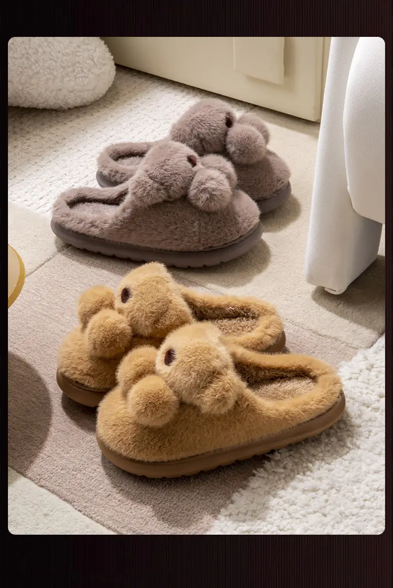 Winter Women's Cartoon Bear Plush Slippers Brown — feature 16