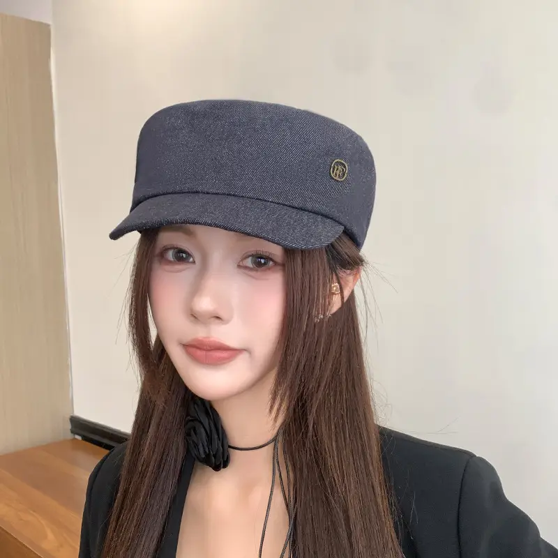 British Retro Denim Flat Cap Newsboy Sunshade — feature 12