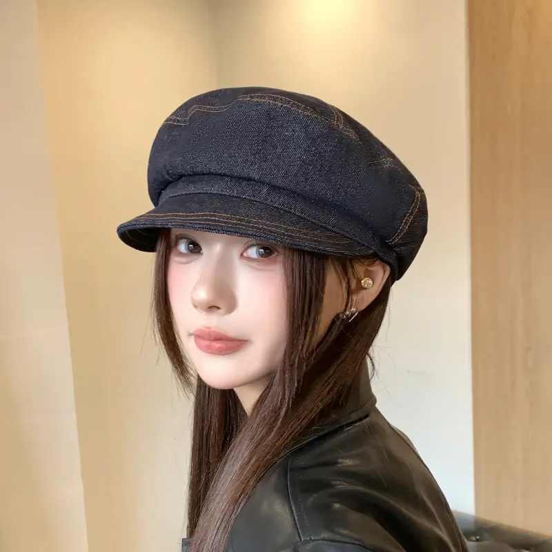 British Retro Denim Flat Cap Newsboy Sunshade — feature 13