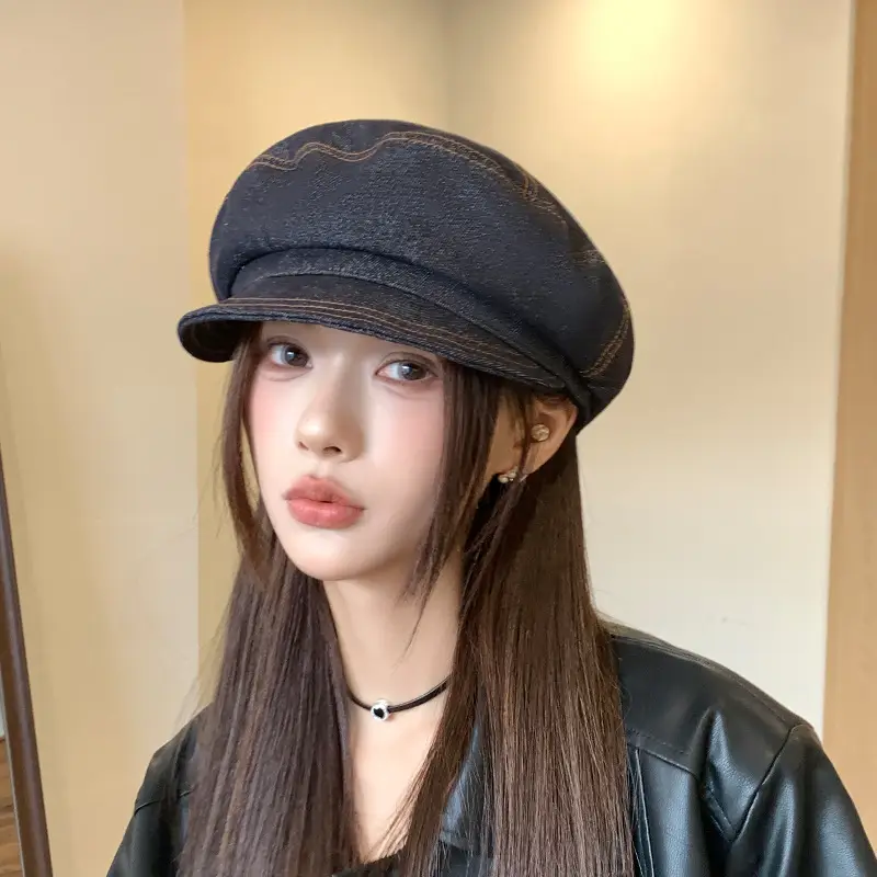 British Retro Denim Flat Cap Newsboy Sunshade — feature 15