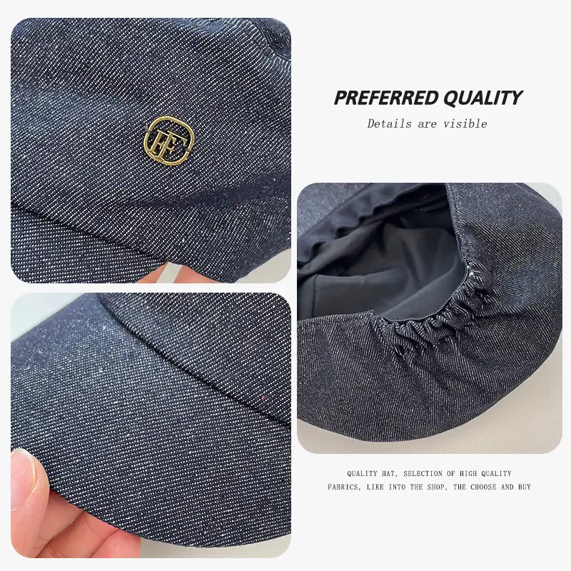 British Retro Denim Flat Cap Newsboy Sunshade — feature 16