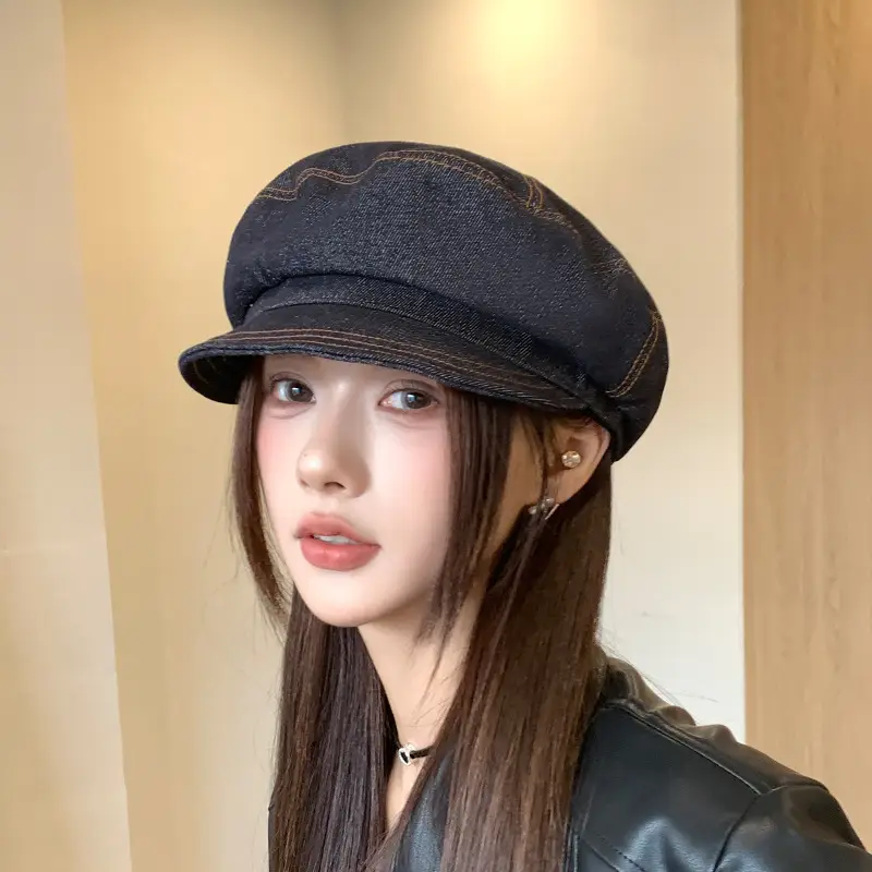 British Retro Denim Flat Cap Newsboy Sunshade — feature 19