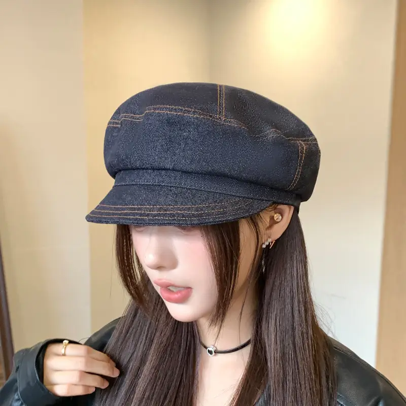 British Retro Denim Flat Cap Newsboy Sunshade — feature 21