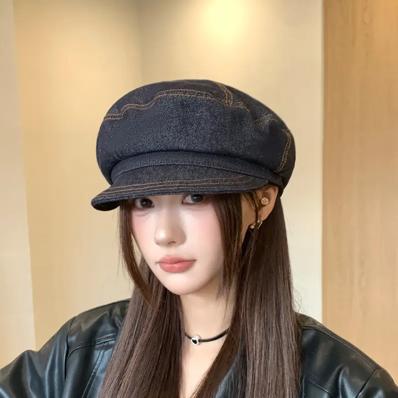 British Retro Denim Flat Cap Newsboy Sunshade — feature 22