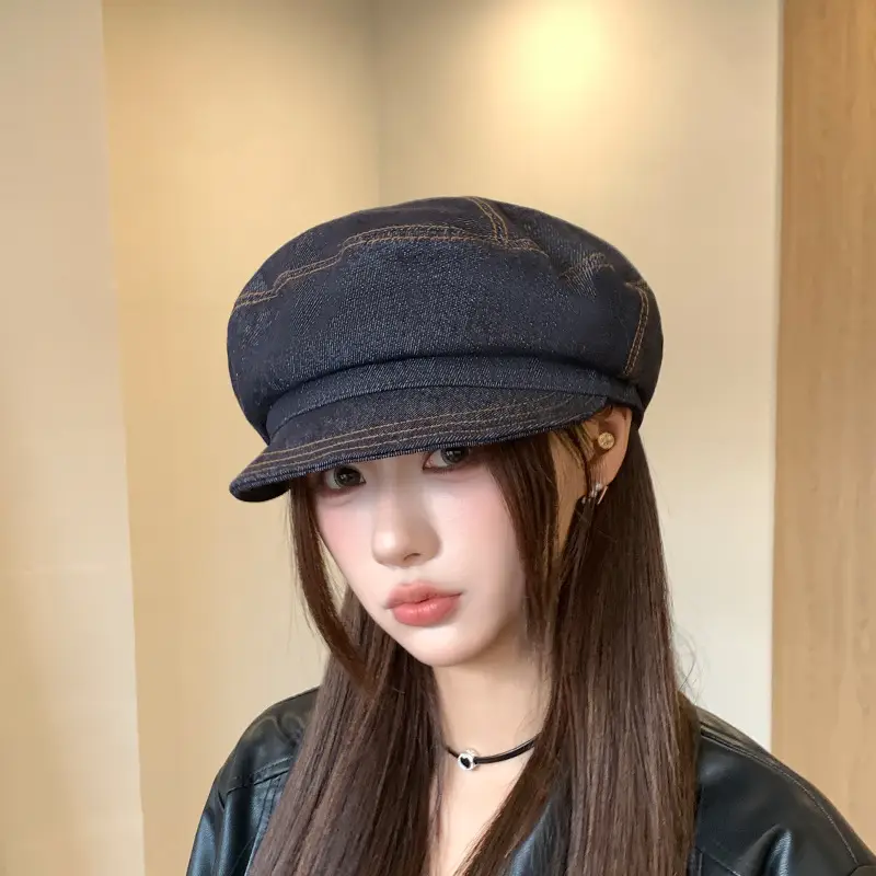 British Retro Denim Flat Cap Newsboy Sunshade — feature 23