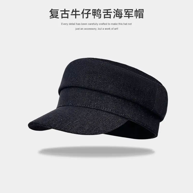 British Retro Denim Flat Cap Newsboy Sunshade — feature 3