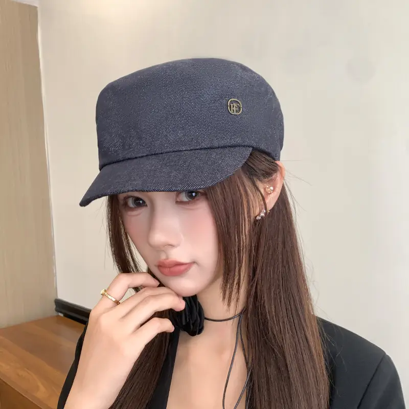 British Retro Denim Flat Cap Newsboy Sunshade — feature 5