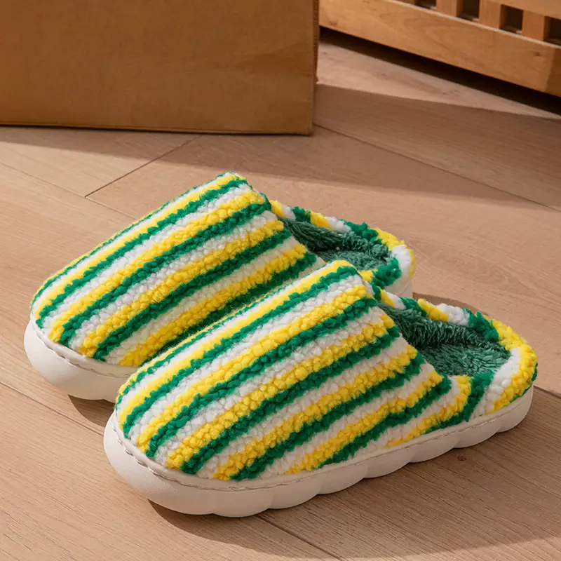Warm and Thickeneded Couple Cotton Slippers for Men in Autumn and Winter Couples Thick-Soled Plush Indoor Home Non-Slip Plush Cotton Slippers - Image 7