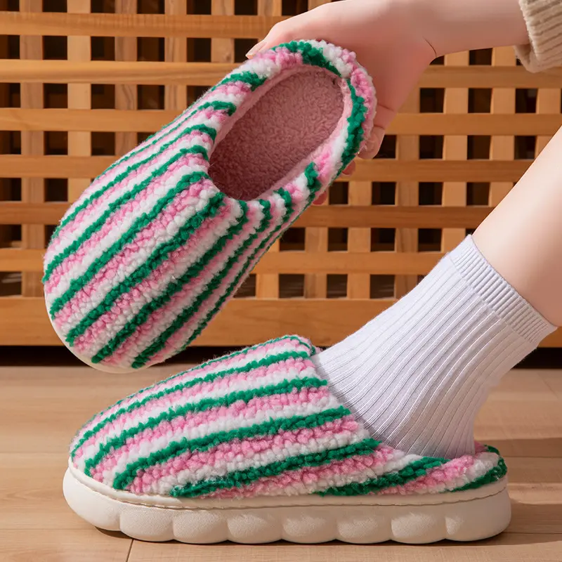 Warm and Thickeneded Couple Cotton Slippers for Men in Autumn and Winter Couples Thick-Soled Plush Indoor Home Non-Slip Plush Cotton Slippers - Image 8