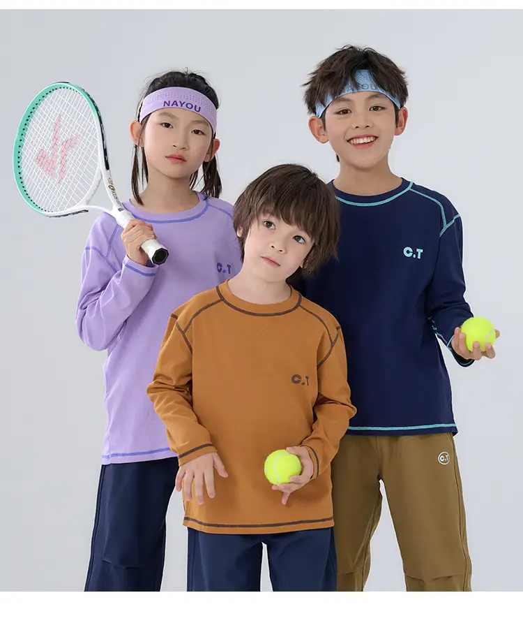 Infrared Heating Cotton Boys Girls T-Shirt Antibacterial — feature 15