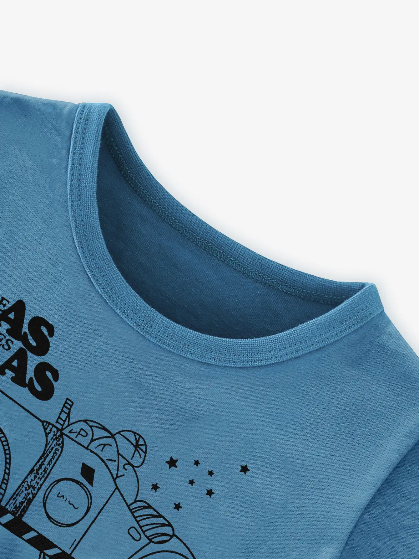 Blue Car Print Long Sleeve Kids T-Shirt Round Neck Cotton - Image 4