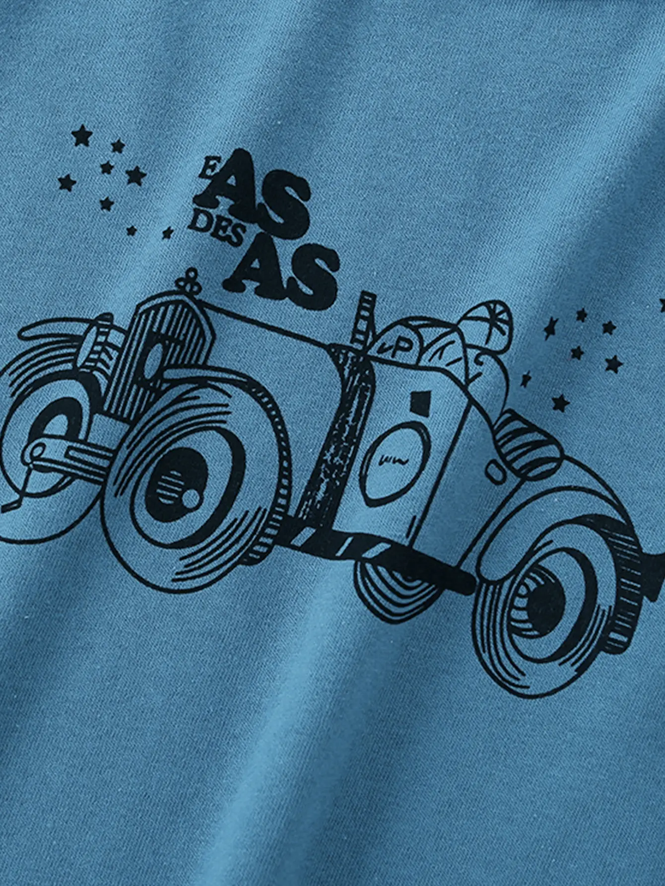 Blue Car Print Long Sleeve Kids T-Shirt Round Neck Cotton - Image 5