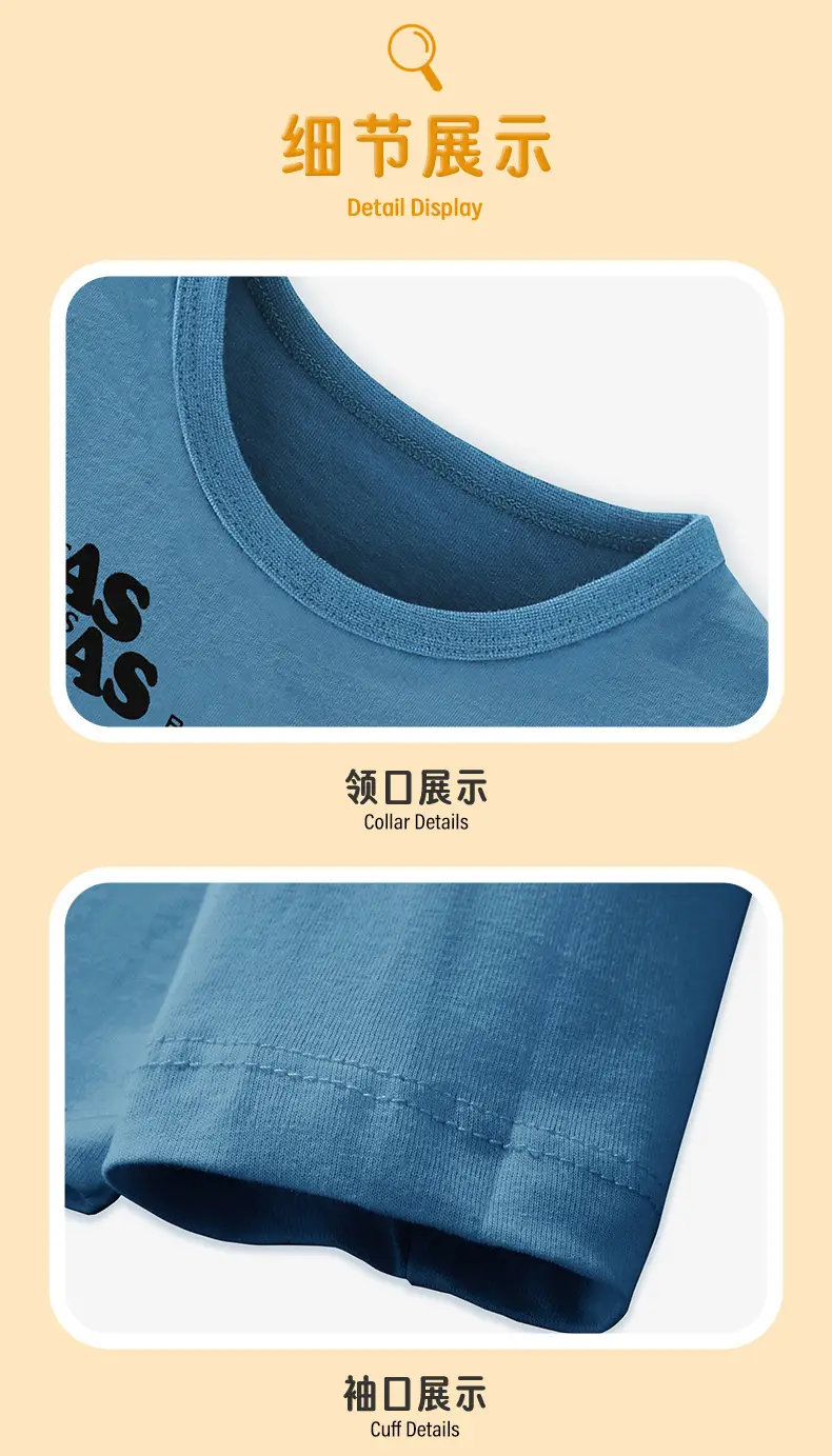 Blue Car Print Long Sleeve Kids T-Shirt Round Neck Cotton — feature 9