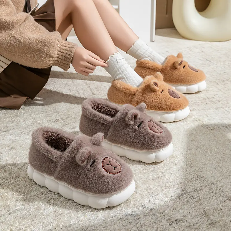 Women Cartoon Plush Slippers Brown Winter Warm - Image 6