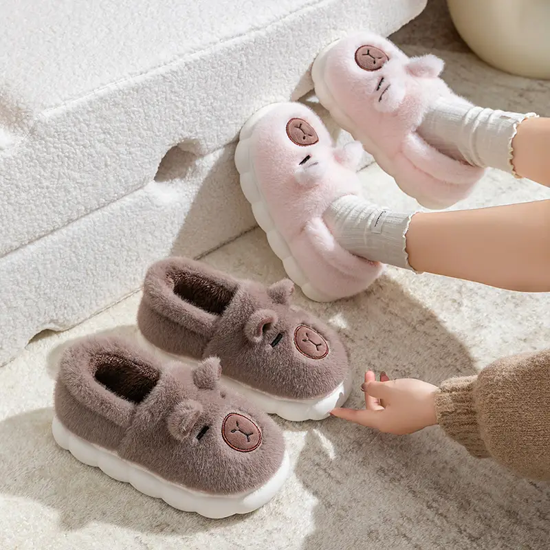 Women Cartoon Plush Slippers Brown Winter Warm - Image 7