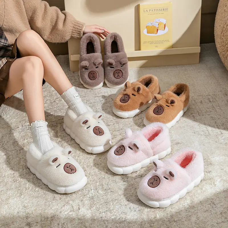 Women Cartoon Plush Slippers Brown Winter Warm - Image 8