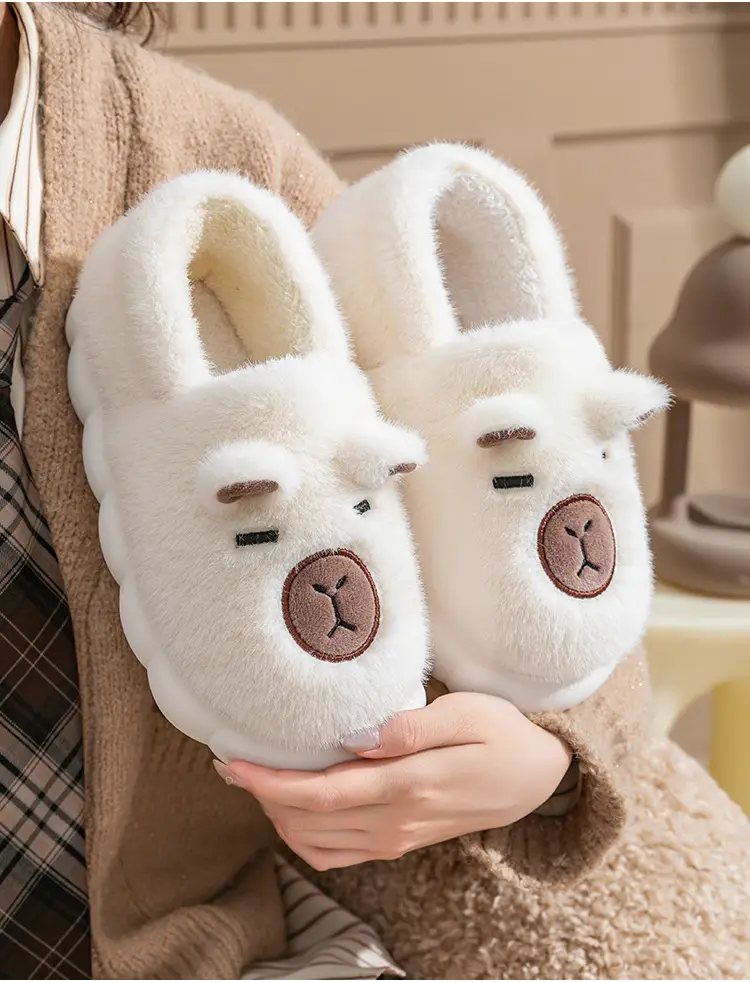 Women Cartoon Plush Slippers Brown Winter Warm — feature 20
