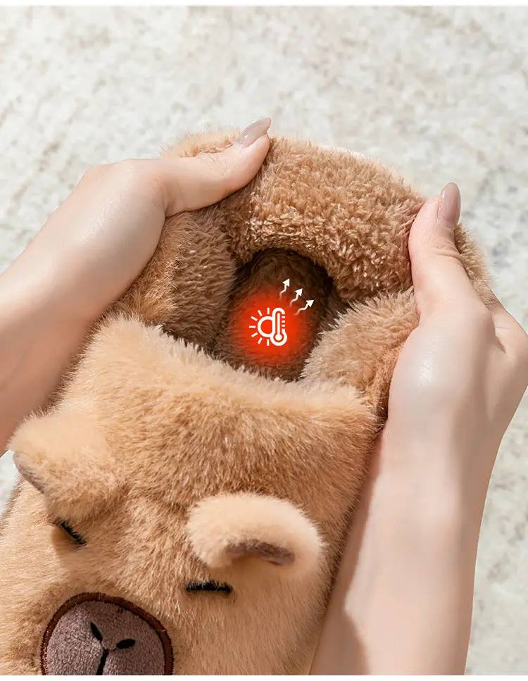 Women Cartoon Plush Slippers Brown Winter Warm — feature 8