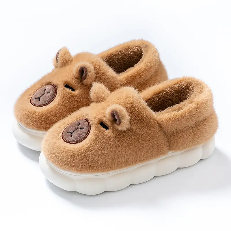 Women Cartoon Plush Slippers Brown Winter Warm - Image 3