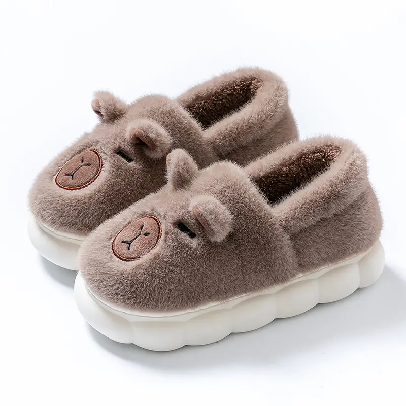 Women Cartoon Plush Slippers Brown Winter Warm - Image 4