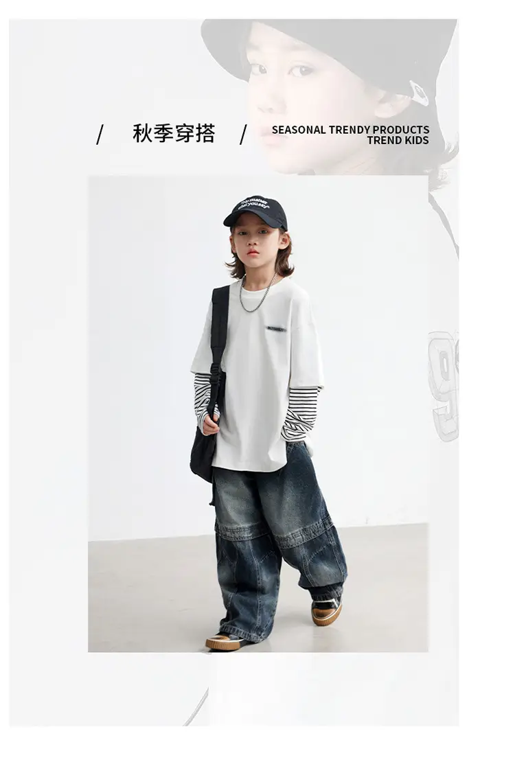 Kids White Striped Long Sleeve T-Shirt Medium Large — feature 5