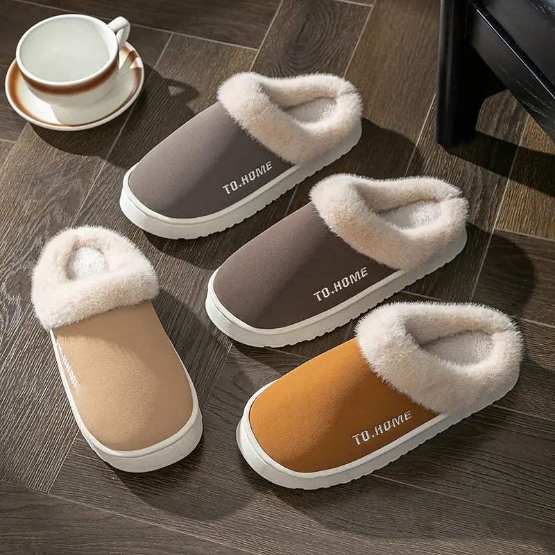 Winter Cotton Slippers, Outer Shoes, Thick-Soled Plush Home Warm Fleece-Lined Home Slippers 2025 Hot Style Anti-Slip - Image 7