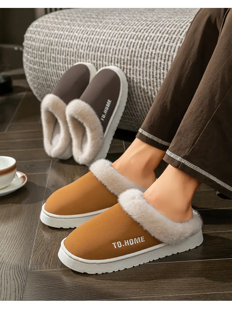 Winter Cotton Slippers, Outer Shoes, Thick-Soled Plush Home Warm Fleece-Lined Home Slippers 2025 Hot Style Anti-Slip — feature 10