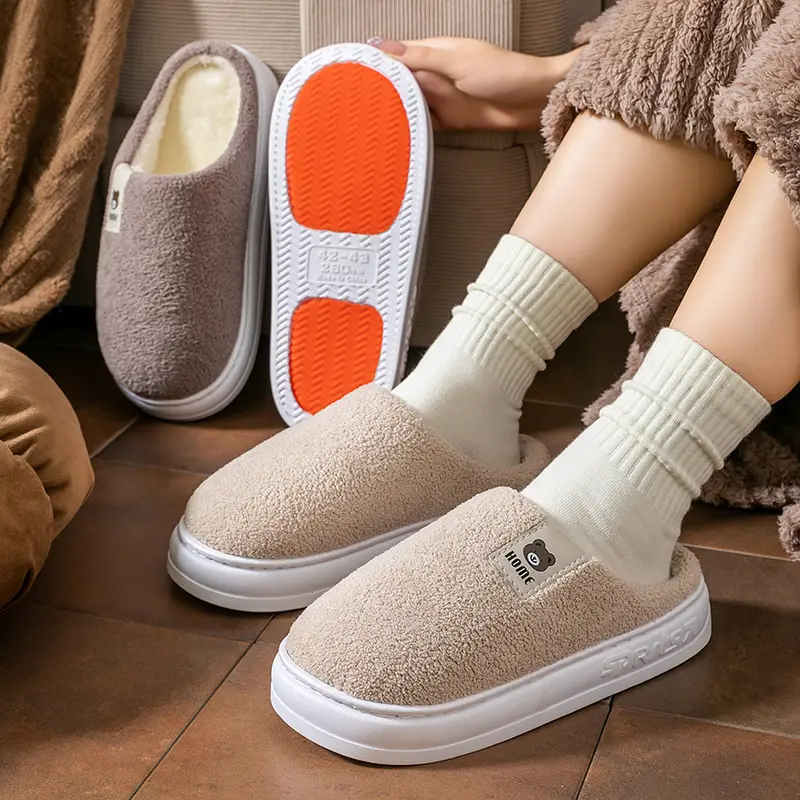 2025 New Cotton Slippers for Women Winter Home Thick-Soled Household Cute Thick-Soled Korean Postpartum Warm Furry Slippers for Men - Image 7