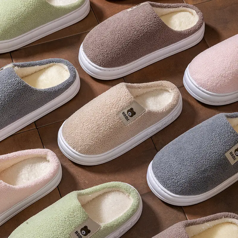 2025 New Cotton Slippers for Women Winter Home Thick-Soled Household Cute Thick-Soled Korean Postpartum Warm Furry Slippers for Men - Image 8