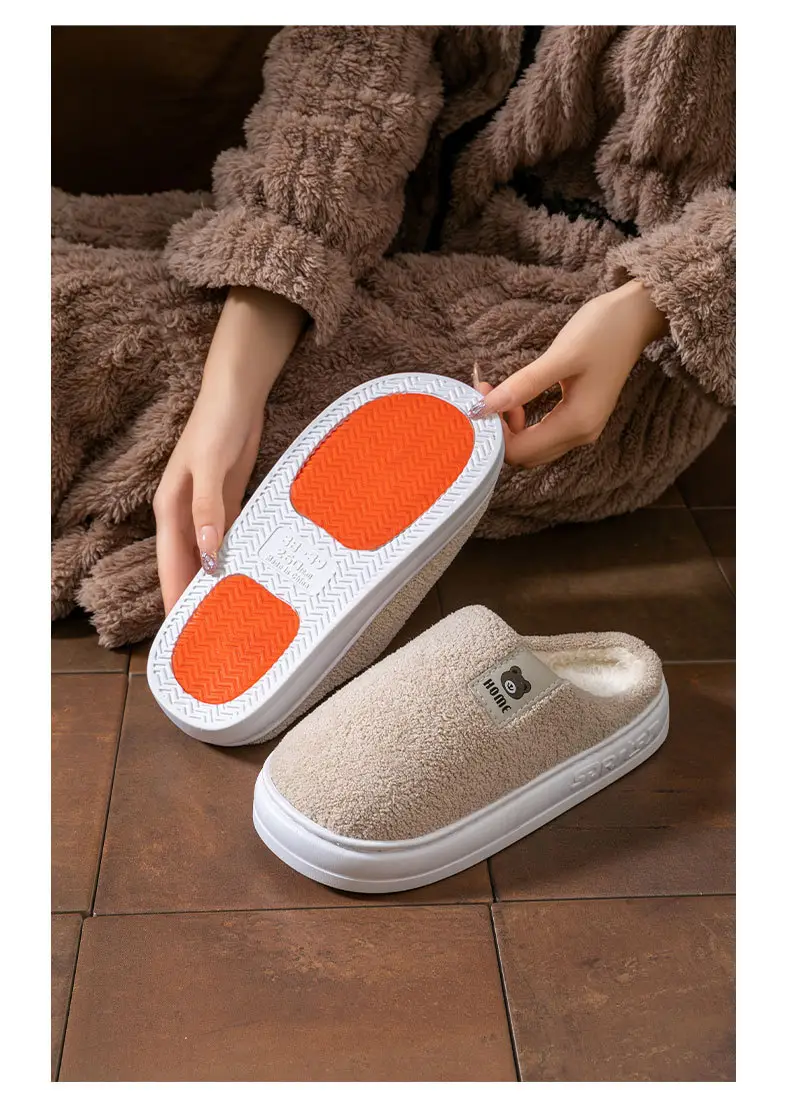 2025 New Cotton Slippers for Women Winter Home Thick-Soled Household Cute Thick-Soled Korean Postpartum Warm Furry Slippers for Men — feature 13