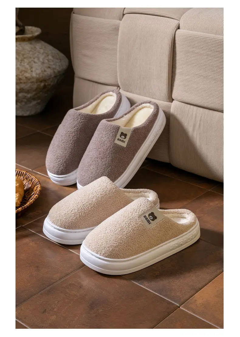 2025 New Cotton Slippers for Women Winter Home Thick-Soled Household Cute Thick-Soled Korean Postpartum Warm Furry Slippers for Men — feature 19