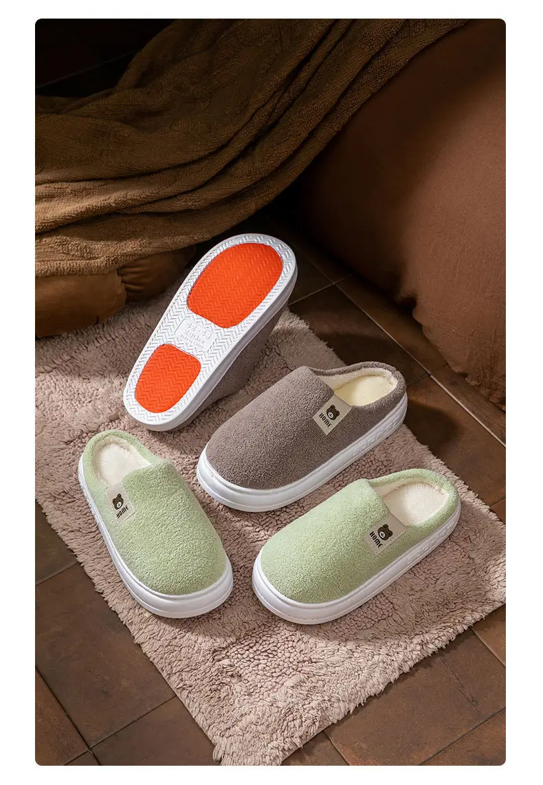 2025 New Cotton Slippers for Women Winter Home Thick-Soled Household Cute Thick-Soled Korean Postpartum Warm Furry Slippers for Men — feature 20