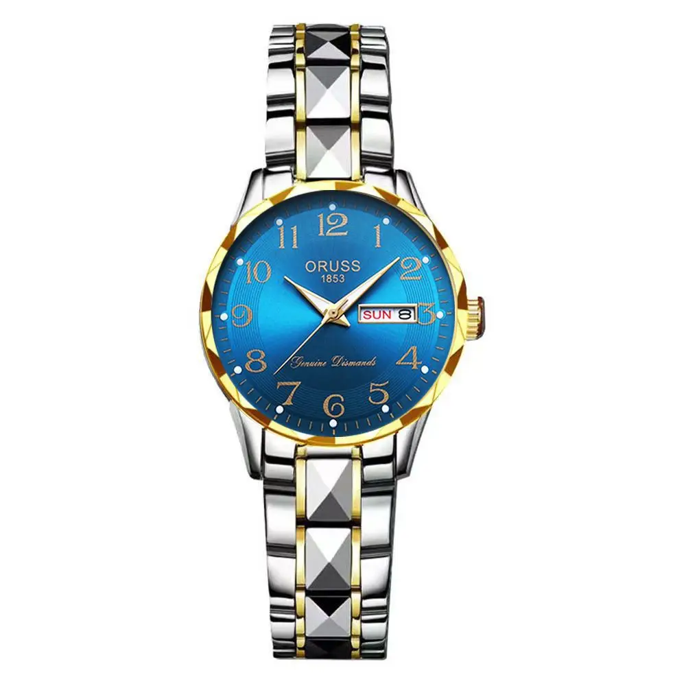 Dropshipping Popular Digital Watch for Middle-Aged and Elderly Women, Simple Ladies Watch with Steel Band, Calendar, Waterproof Quartz Watch