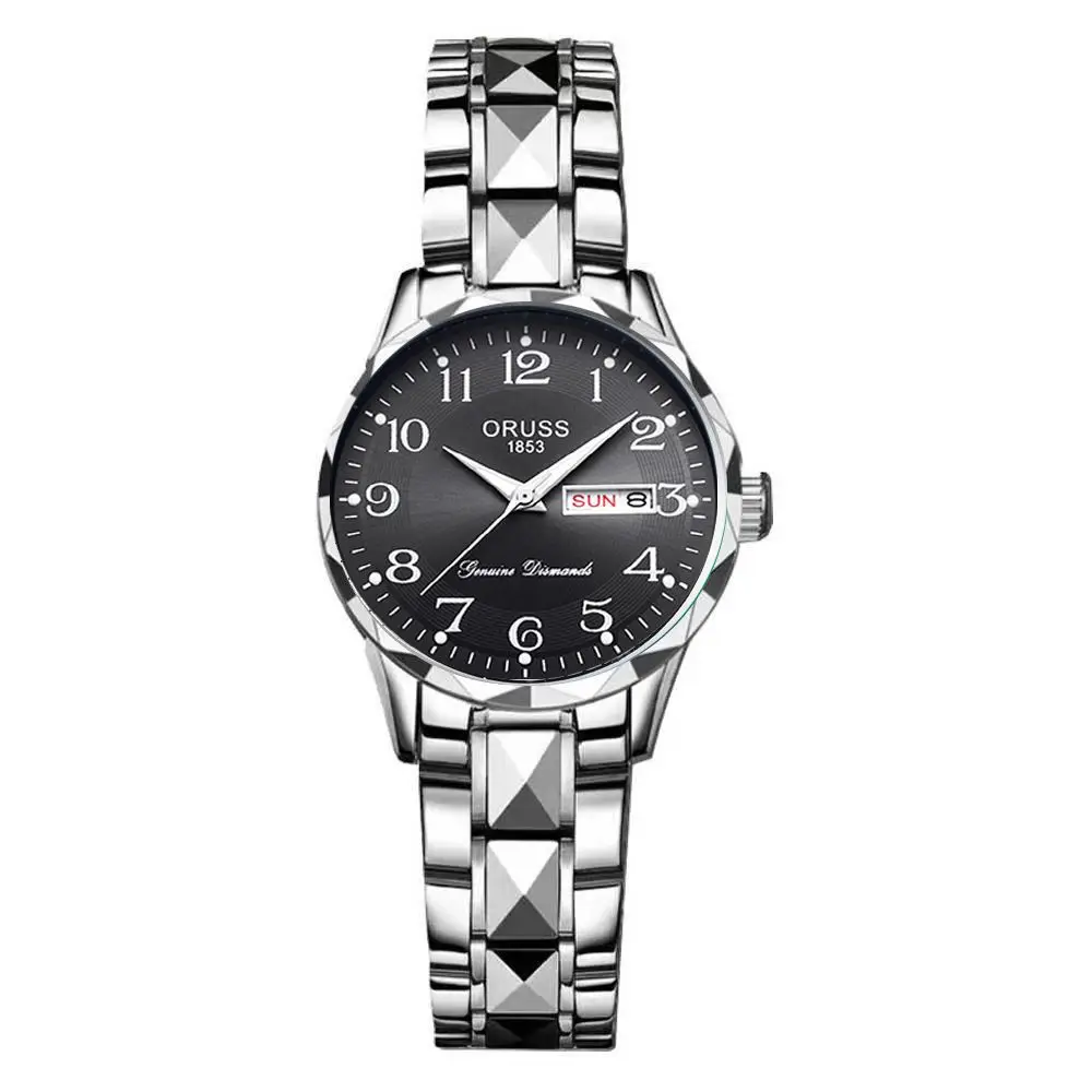 Dropshipping Popular Digital Watch for Middle-Aged and Elderly Women, Simple Ladies Watch with Steel Band, Calendar, Waterproof Quartz Watch