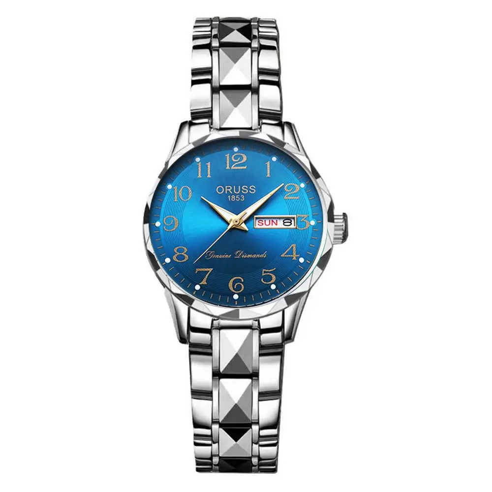 Dropshipping Popular Digital Watch for Middle-Aged and Elderly Women, Simple Ladies Watch with Steel Band, Calendar, Waterproof Quartz Watch