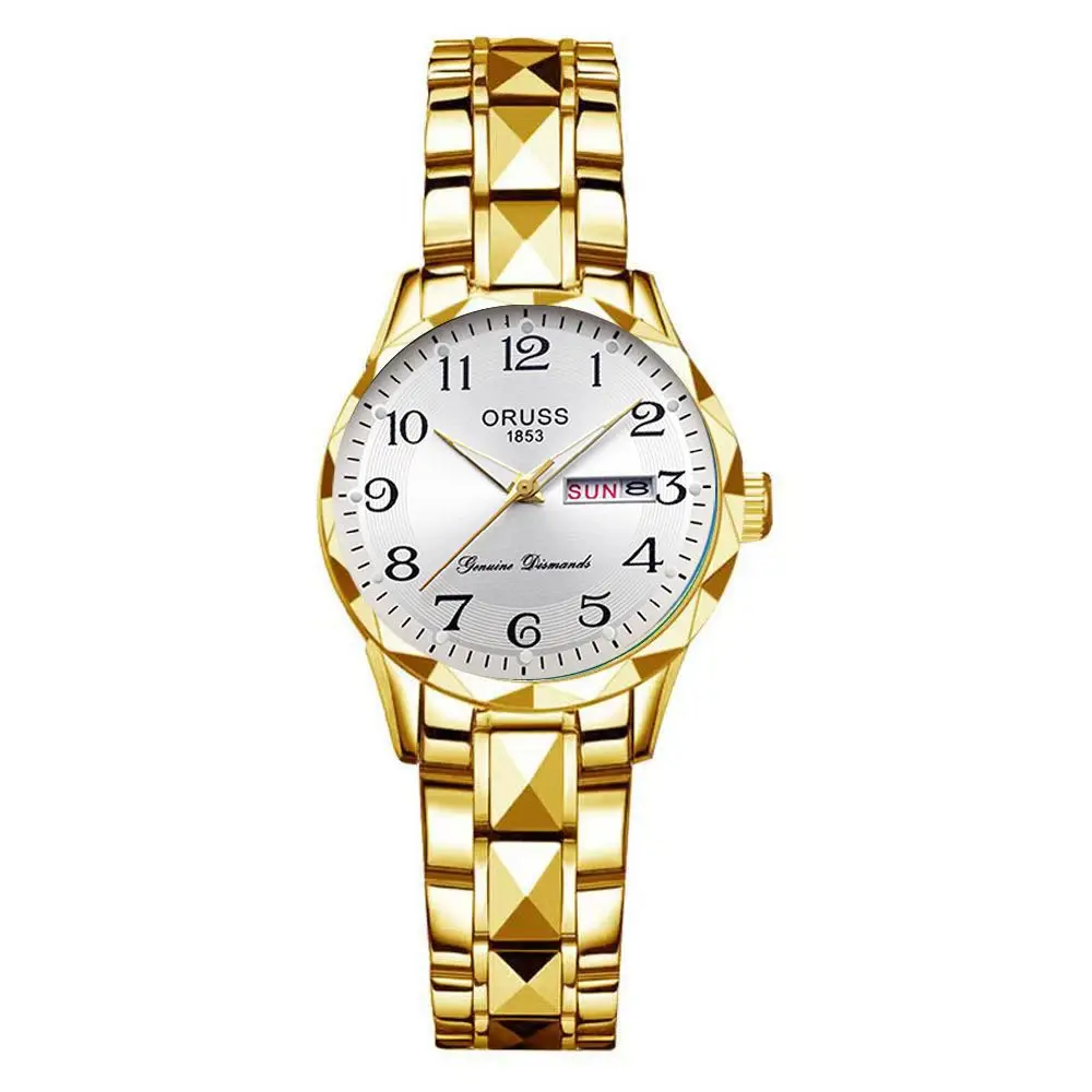 Dropshipping Popular Digital Watch for Middle-Aged and Elderly Women, Simple Ladies Watch with Steel Band, Calendar, Waterproof Quartz Watch