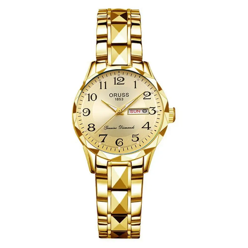 Dropshipping Popular Digital Watch for Middle-Aged and Elderly Women, Simple Ladies Watch with Steel Band, Calendar, Waterproof Quartz Watch