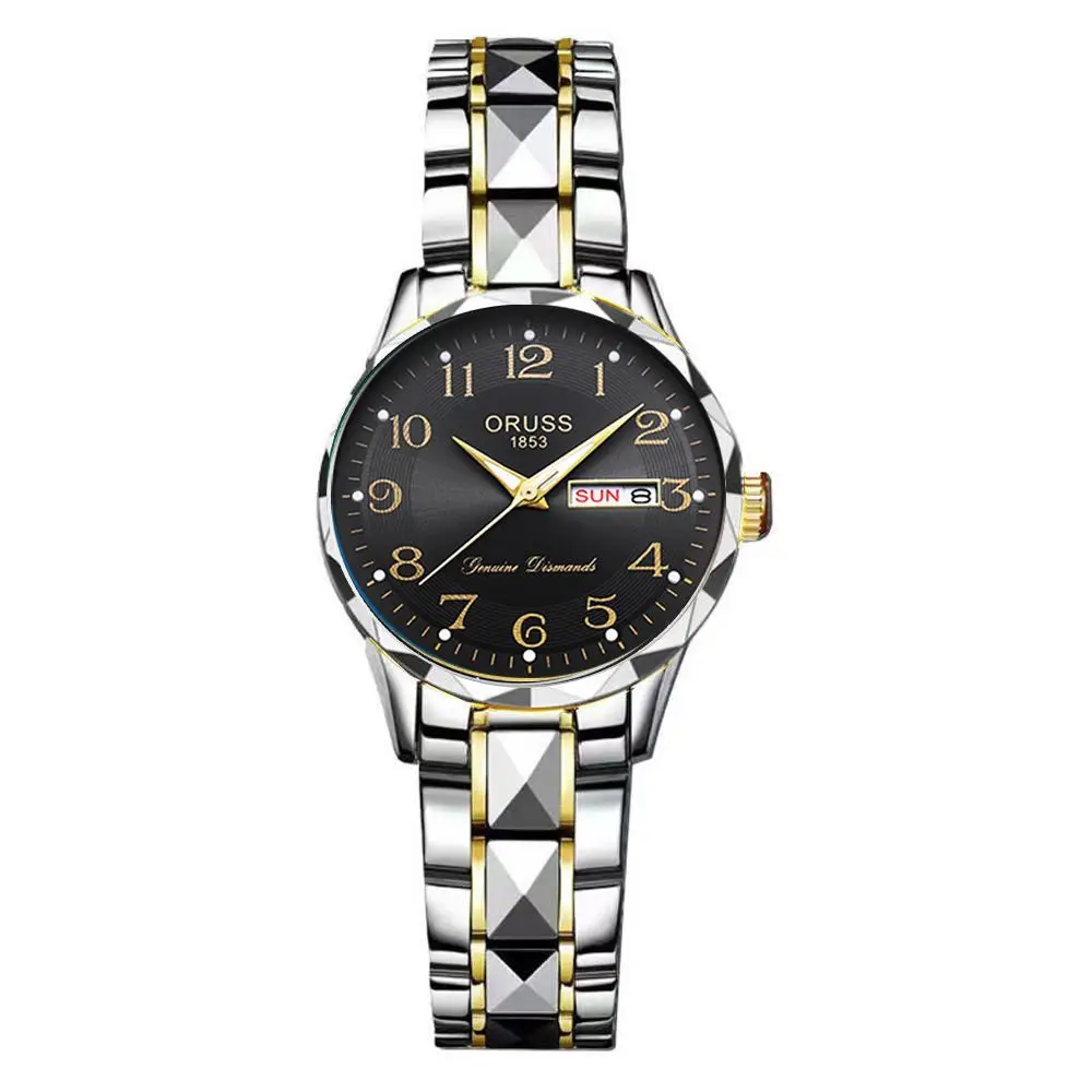 Dropshipping Popular Digital Watch for Middle-Aged and Elderly Women, Simple Ladies Watch with Steel Band, Calendar, Waterproof Quartz Watch