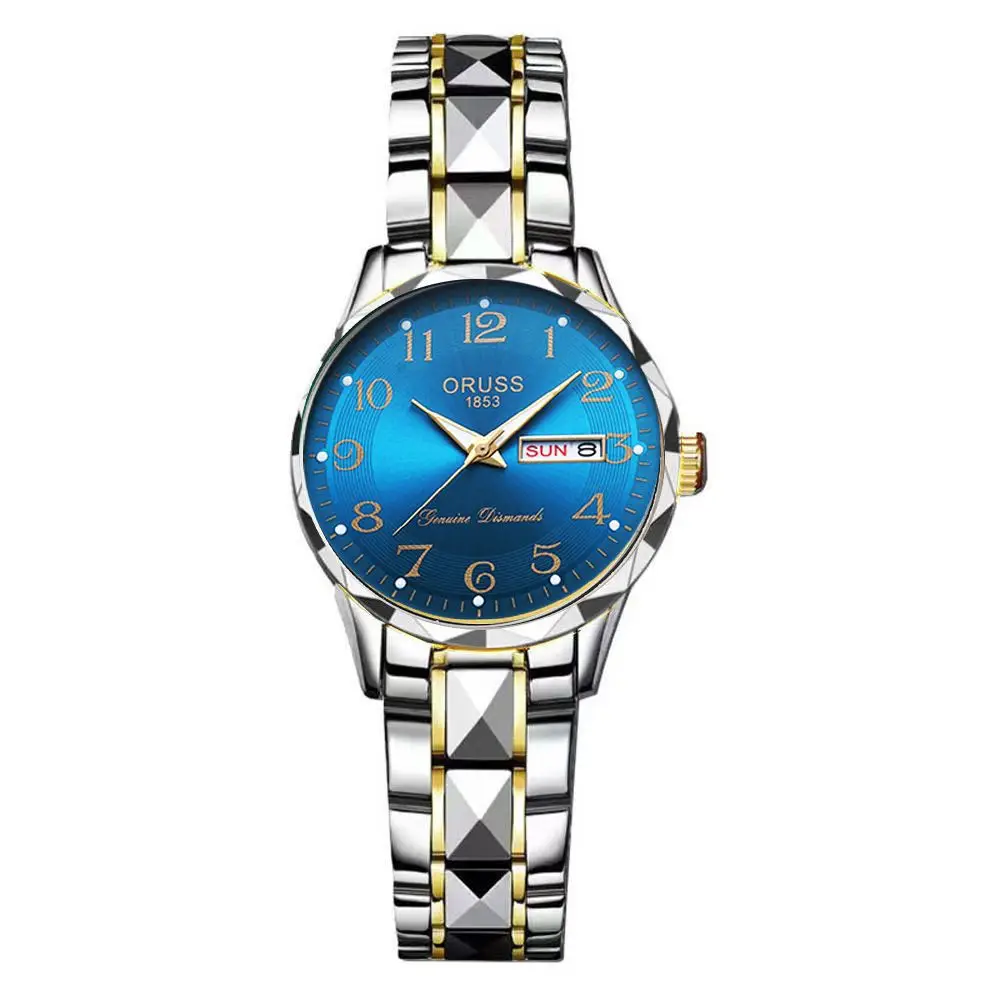 Dropshipping Popular Digital Watch for Middle-Aged and Elderly Women, Simple Ladies Watch with Steel Band, Calendar, Waterproof Quartz Watch
