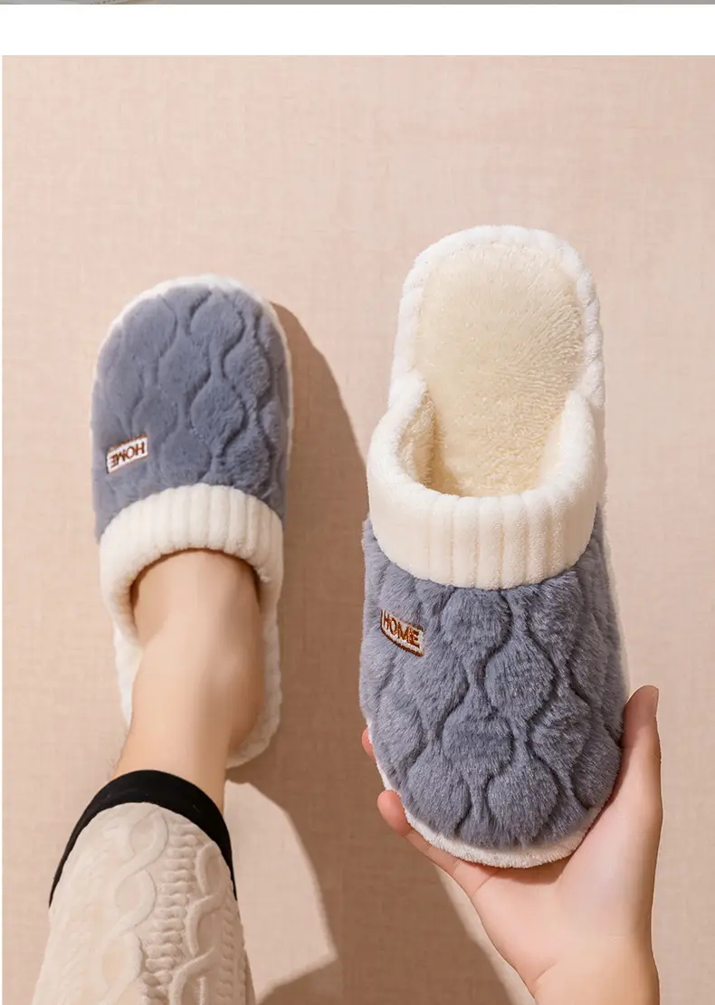 Cotton Slippers for Women Black Warm Indoor Winter — feature 20